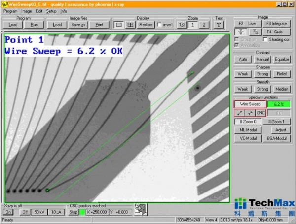 穿透式X-ray進行焊線偏移(Wire Sweep)分析