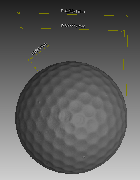 3D X-ray CT 高爾夫球內部尺寸量測